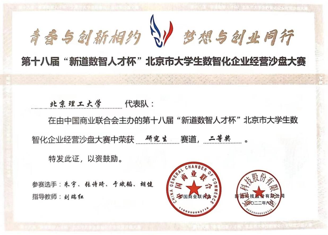 北京理工大學(xué)管院MBA第十八屆“新道數(shù)智人才杯”沙盤大賽獲獎(jiǎng)暨晉級全國總決賽